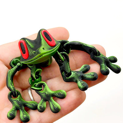 Black Technology 3D Printing Magnetic Frog Refrigerator Sticker Joint Movable Ornament Luminous Dragon Toy