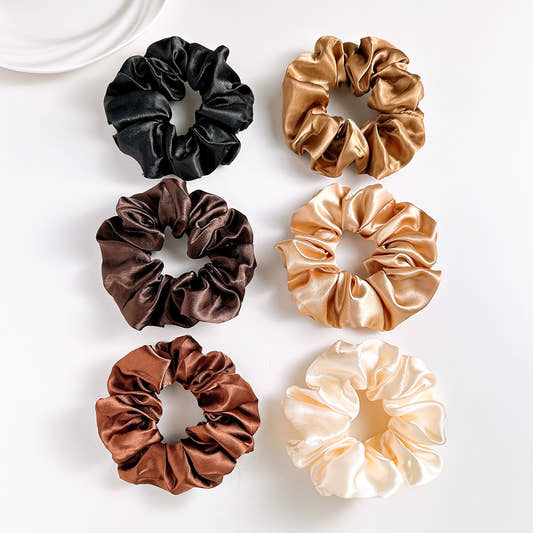 New Satin Cloth Art Large Intestine Hair Band, Simple High-end Hair Accessories, Solid Color Rubber Band, No Hair Rope