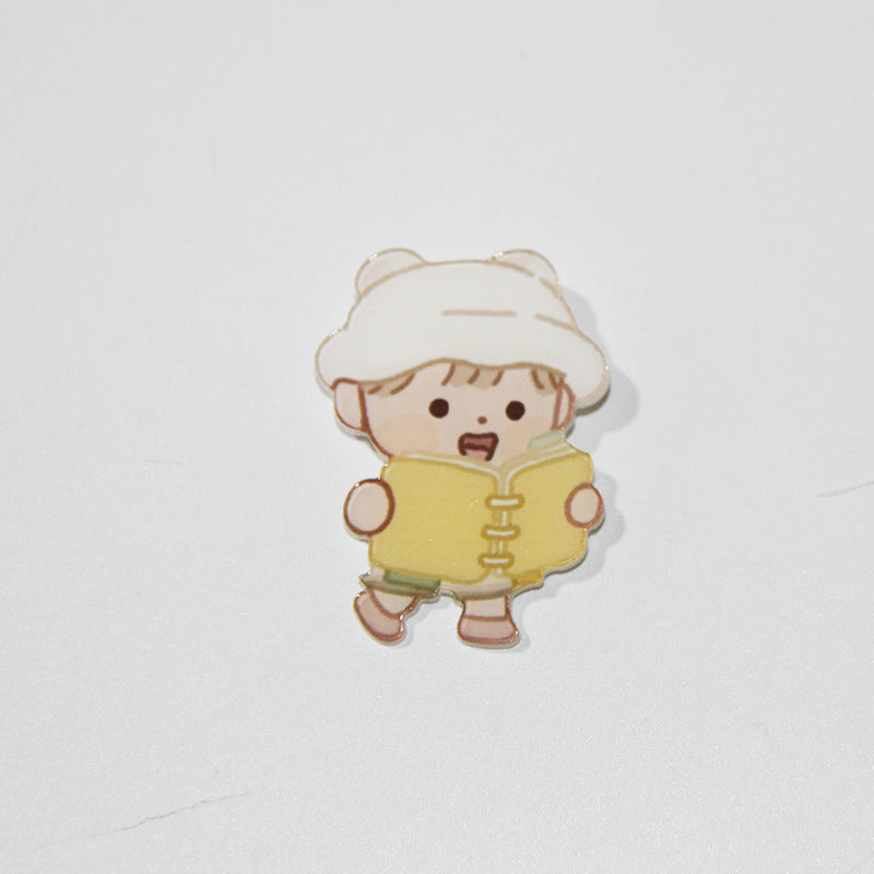 Student accessories acrylic brooch, creative cute cartoon brooch, personalized bag clothing accessories badge wholesale