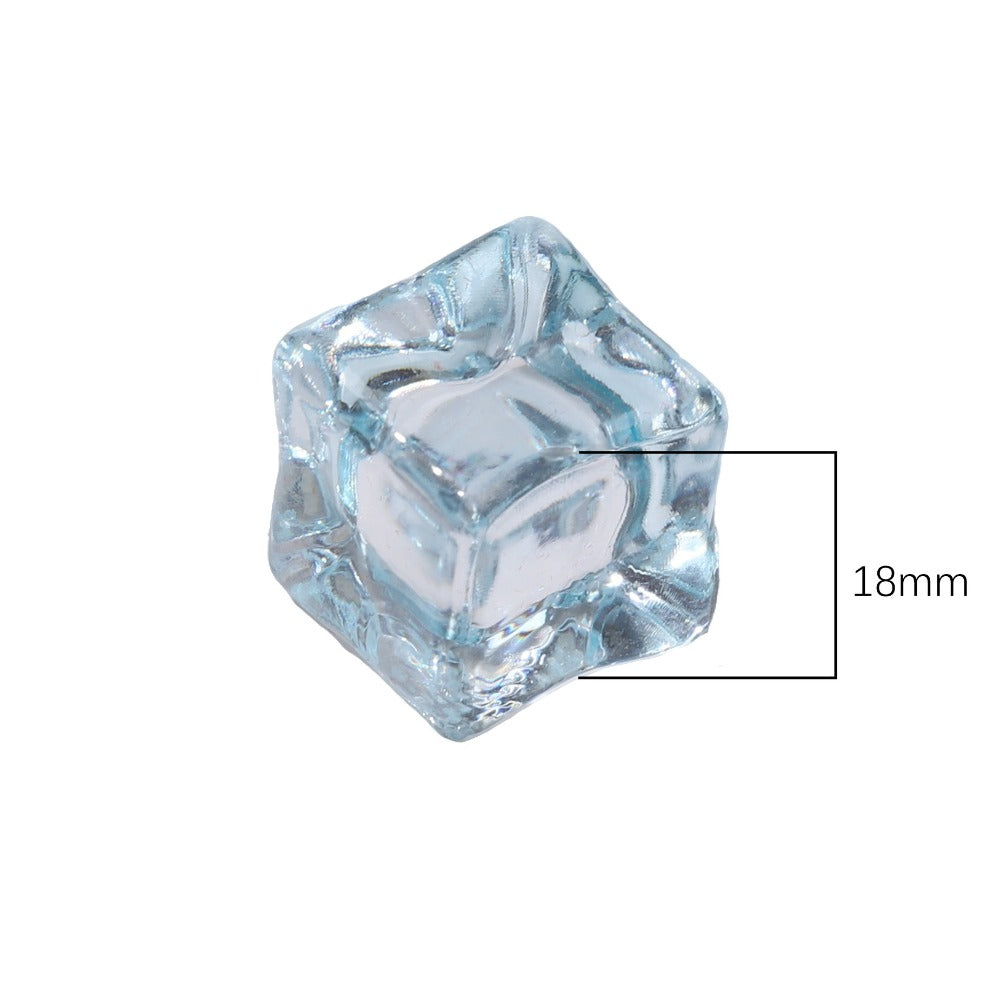 18Mm acrylic translucent simulated ice cube grains non-porous cubic beads loose beads handmade DIY material jewelry Colors Fake Crystal School Counting Plastic Ice Cubes Acrylic Artificial Square Rocks for Photography Props,Food Display,Vase Filler,Table