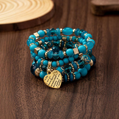 Bohemian Multi-layer Wood Bead Beaded Bracelet Ladies Elastic Rope Bracelet