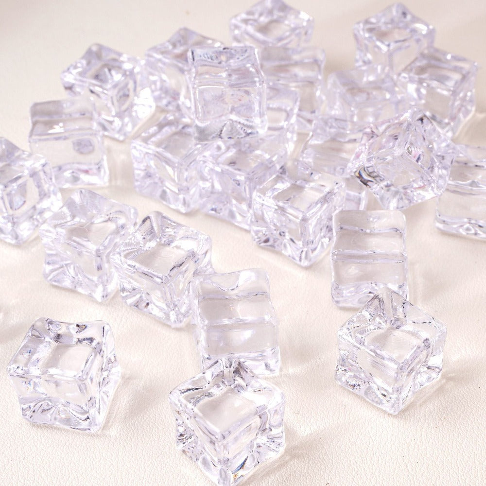 18Mm acrylic translucent simulated ice cube grains non-porous cubic beads loose beads handmade DIY material jewelry Colors Fake Crystal School Counting Plastic Ice Cubes Acrylic Artificial Square Rocks for Photography Props,Food Display,Vase Filler,Table