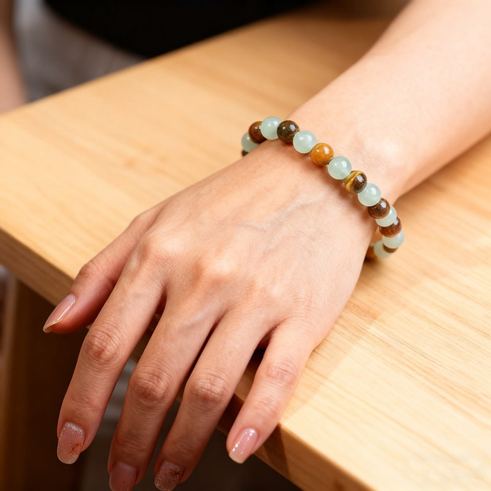 Rough stone bracelet, natural tiger's eye stone bracelet, green Dongling bracelet, high-end jewelry, unisexMoney  Attract Money, Good Luck,  Facilitating Business Negotiations, Boosting Wealth Accumulation, Aiding