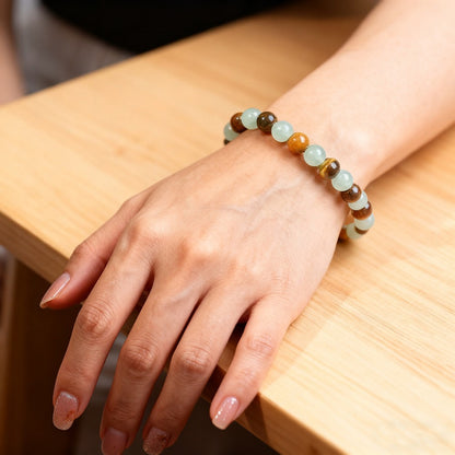 Rough stone bracelet, natural tiger's eye stone bracelet, green Dongling bracelet, high-end jewelry, unisexMoney  Attract Money, Good Luck,  Facilitating Business Negotiations, Boosting Wealth Accumulation, Aiding