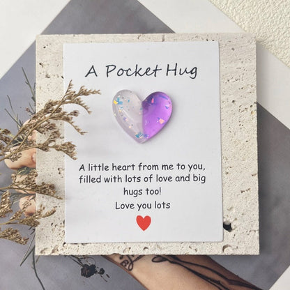 Cross-border new products gradually change pocket hug greeting card, resin love peach heart decorative gift, confession love symbol
