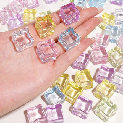 18Mm acrylic translucent simulated ice cube grains non-porous cubic beads loose beads handmade DIY material jewelry Colors Fake Crystal School Counting Plastic Ice Cubes Acrylic Artificial Square Rocks for Photography Props,Food Display,Vase Filler,Table