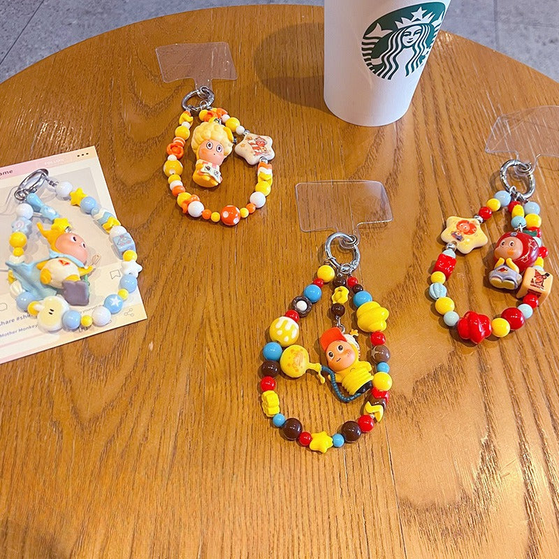 DIY Little Nose Ka Star Man Beaded Mobile Phone Chain Keychain Pendant Female Little Drip Bag Doll Doll Pendant