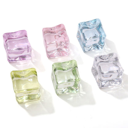 18Mm acrylic translucent simulated ice cube grains non-porous cubic beads loose beads handmade DIY material jewelry Colors Fake Crystal School Counting Plastic Ice Cubes Acrylic Artificial Square Rocks for Photography Props,Food Display,Vase Filler,Table