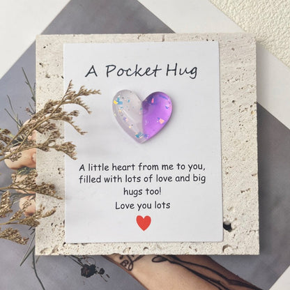 Cross-border new products gradually change pocket hug greeting card, resin love peach heart decorative gift, confession love symbol