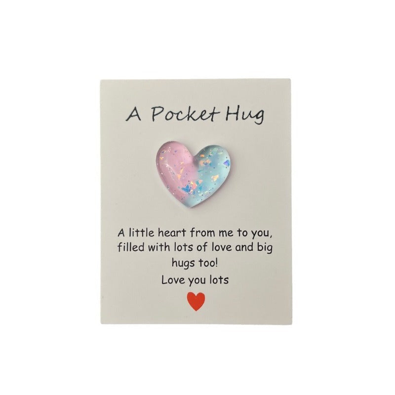Cross-border new products gradually change pocket hug greeting card, resin love peach heart decorative gift, confession love symbol