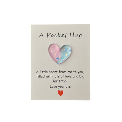 Cross-border new products gradually change pocket hug greeting card, resin love peach heart decorative gift, confession love symbol