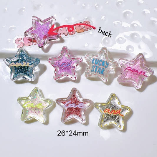 Cave shoes accessories DIY accessories transparent five-pointed star letters fine flash cute shoes flower clothing