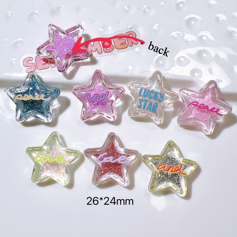 Cave shoes accessories DIY accessories transparent five-pointed star letters fine flash cute shoes flower clothing