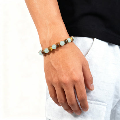 Rough stone bracelet, natural tiger's eye stone bracelet, green Dongling bracelet, high-end jewelry, unisexMoney  Attract Money, Good Luck,  Facilitating Business Negotiations, Boosting Wealth Accumulation, Aiding