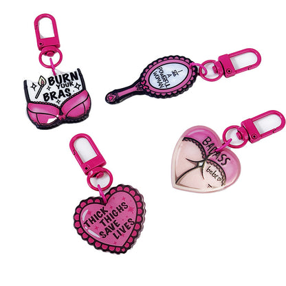 Hot-selling Double-sided Acrylic Pink Girl, Love Fun DIY Keychain Bag Pendant Mobile Phone Hanging