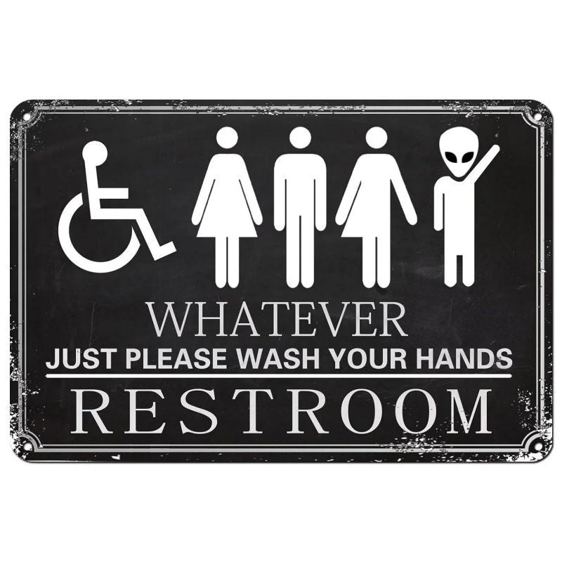 Bathroom Sign Decorative Painting, Home Poster Retro American Tin Painting Washing Room Decorative Painting