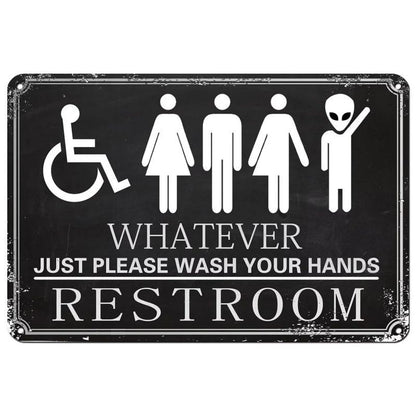 Bathroom Sign Decorative Painting, Home Poster Retro American Tin Painting Washing Room Decorative Painting