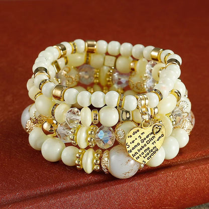 Bohemian Multi-layer Wood Bead Beaded Bracelet Ladies Elastic Rope Bracelet