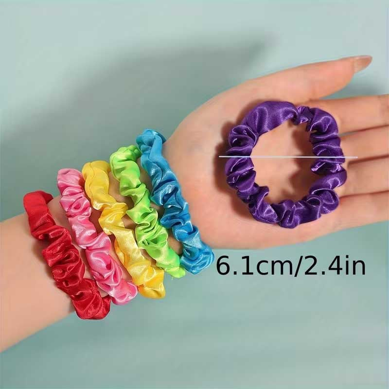 19pcs Satin Solid Color Small Intestine Ring, High Elasticity and High Quality Hair Rope, Hot Sale, The Same Hair Band Is Fluffy.