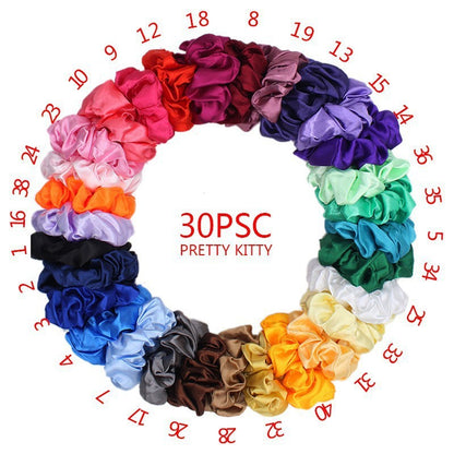 40-Color Satin Fabric Large Intestine Hair Band Hair Tie Headrope Rubber Band Fashion Head Flower Hair Accessories
