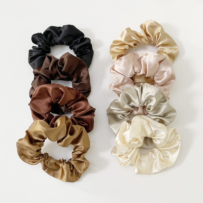 40-Color Satin Fabric Large Intestine Hair Band Hair Tie Headrope Rubber Band Fashion Head Flower Hair Accessories