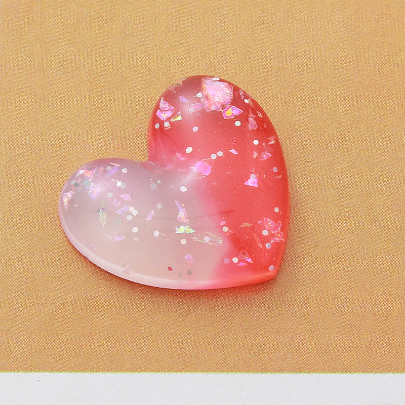 Love DIY jewelry resin peach heart headgear earrings pendant accessories mobile phone case patch slippers decoration