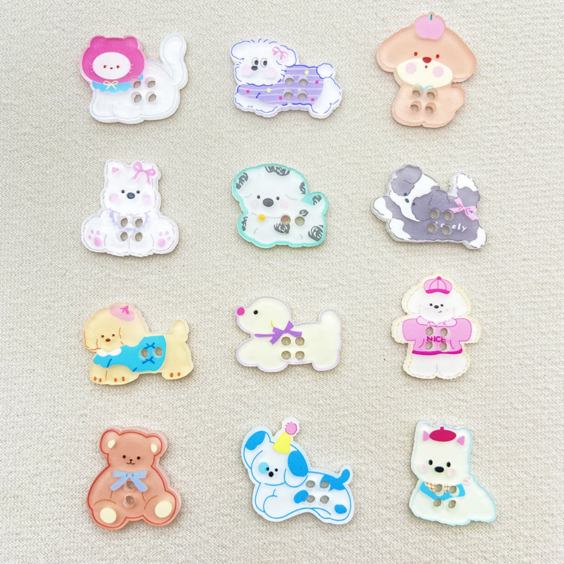 Cute Printed Puppy Button Accessories DIY Sweater Buttons Handmade Clothing Shoes, Hats, Socks Mobile Phone Case Patch