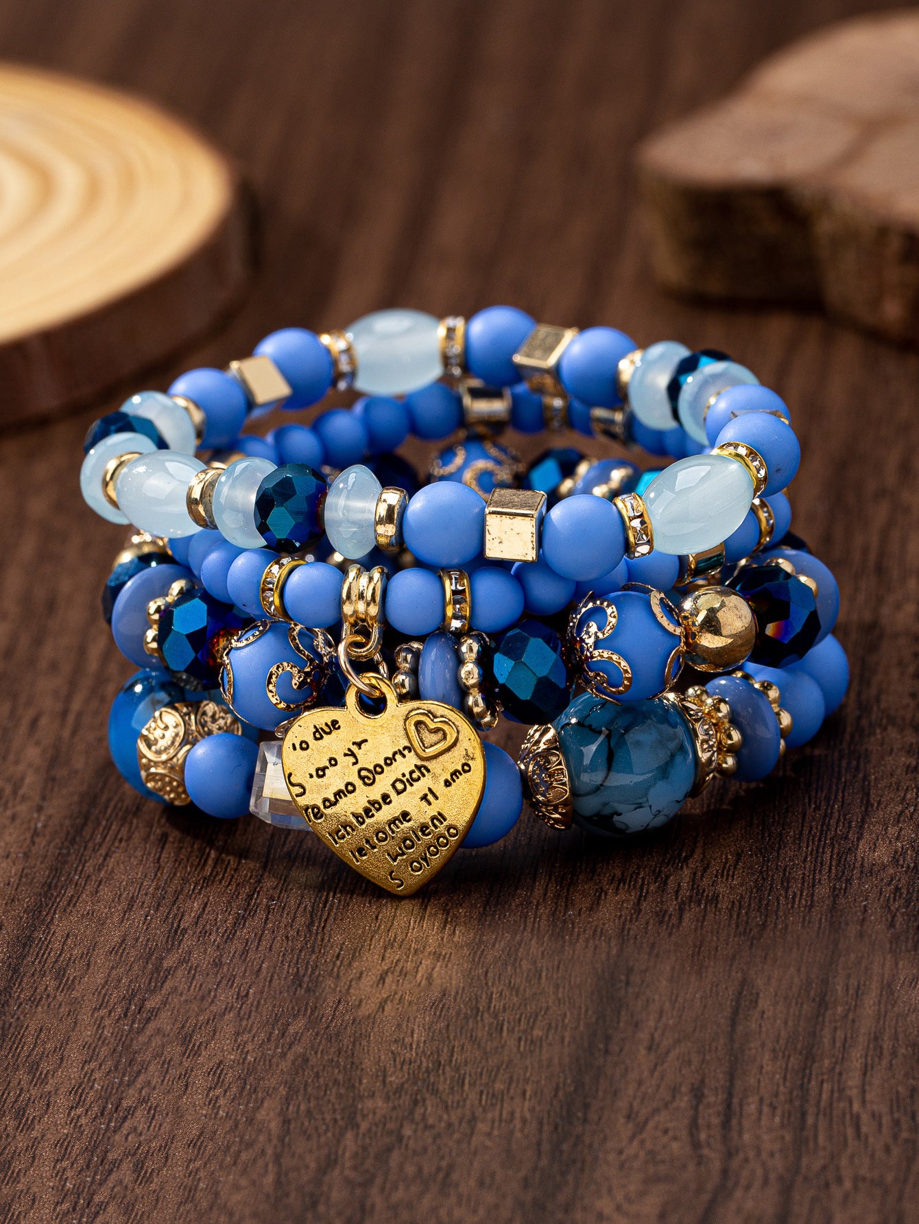 Bohemian Multi-layer Wood Bead Beaded Bracelet Ladies Elastic Rope Bracelet