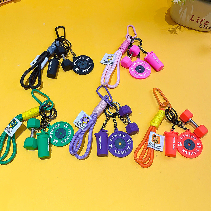 Creative Mini Gym Barbell Plate Keychain, Silicone Fitness Bag Charms Pocket Motivator for Workout Enthusiasts