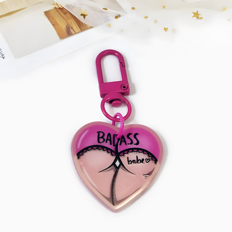Hot-selling Double-sided Acrylic Pink Girl, Love Fun DIY Keychain Bag Pendant Mobile Phone Hanging