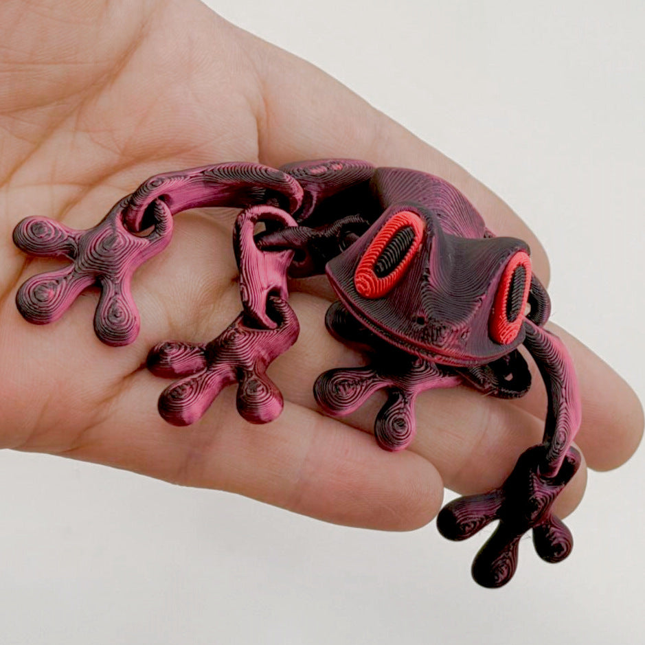 Black Technology 3D Printing Magnetic Frog Refrigerator Sticker Joint Movable Ornament Luminous Dragon Toy