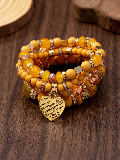 Bohemian Multi-layer Wood Bead Beaded Bracelet Ladies Elastic Rope Bracelet