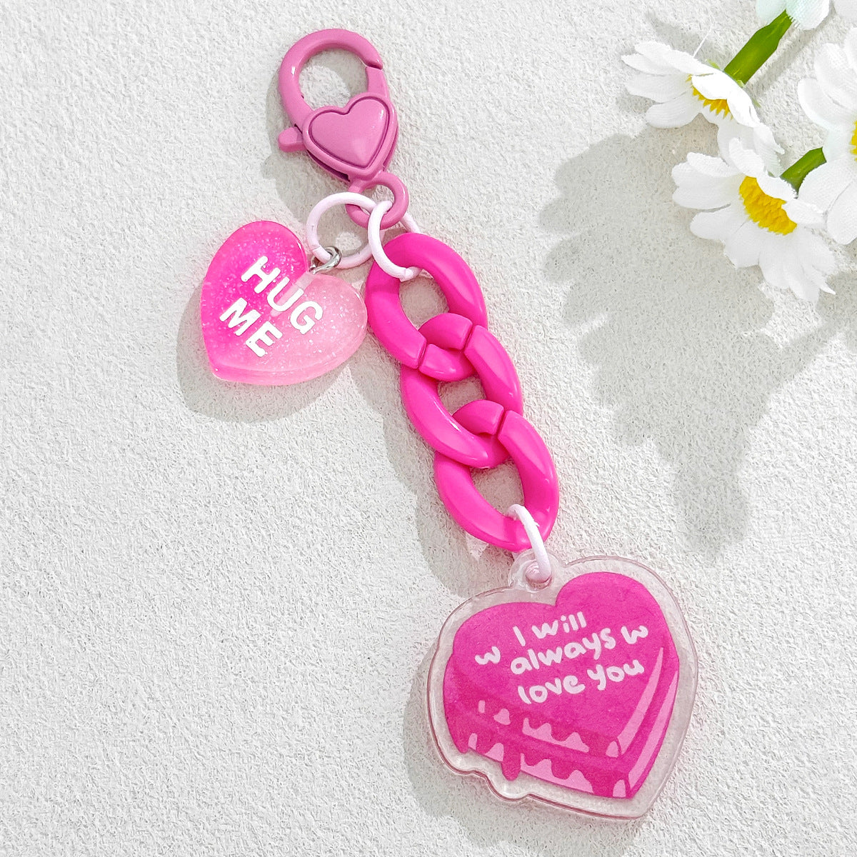 Hot-selling Double-sided Acrylic Pink Girl, Love Fun DIY Keychain Bag Pendant Mobile Phone Hanging