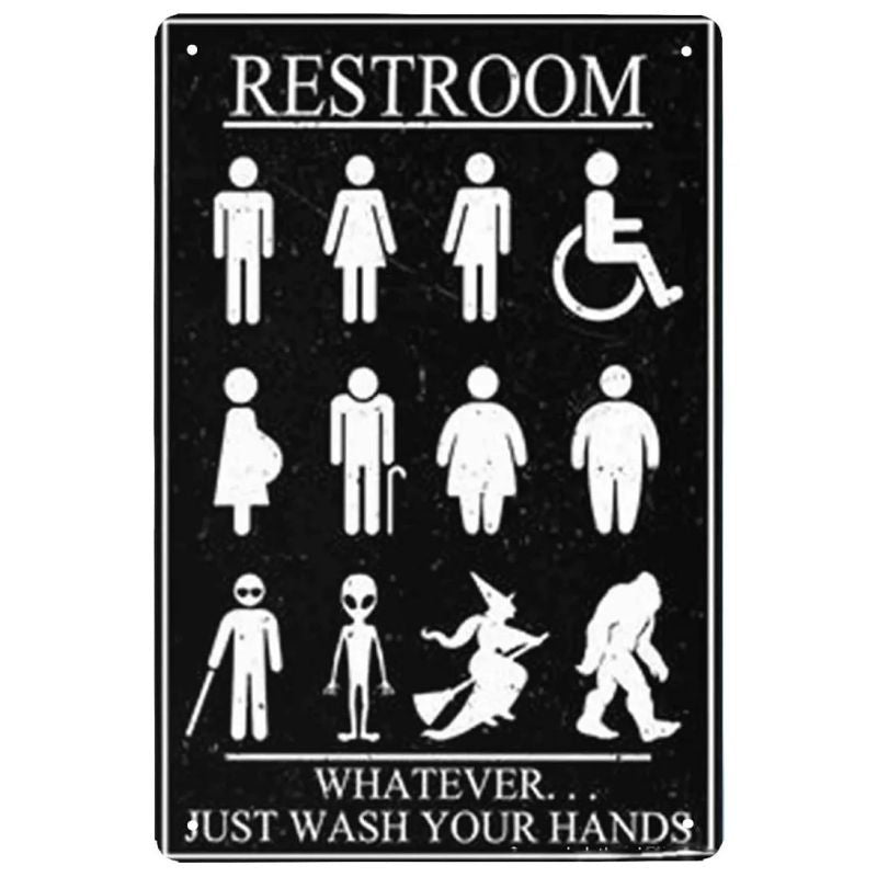 Bathroom Sign Decorative Painting, Home Poster Retro American Tin Painting Washing Room Decorative Painting