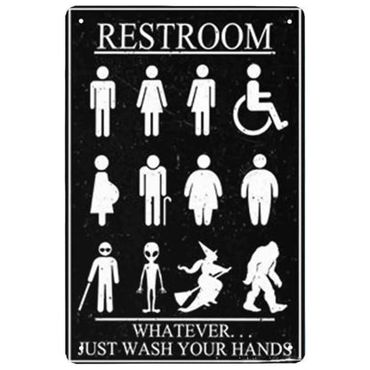 Bathroom Sign Decorative Painting, Home Poster Retro American Tin Painting Washing Room Decorative Painting