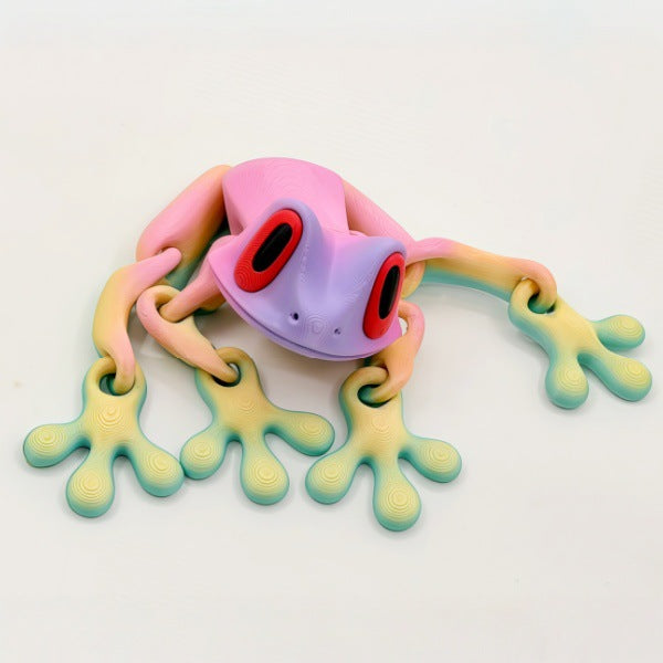 Black Technology 3D Printing Magnetic Frog Refrigerator Sticker Joint Movable Ornament Luminous Dragon Toy