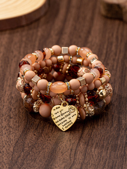 Bohemian Multi-layer Wood Bead Beaded Bracelet Ladies Elastic Rope Bracelet