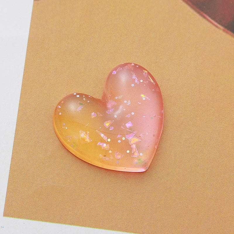 Love DIY jewelry resin peach heart headgear earrings pendant accessories mobile phone case patch slippers decoration