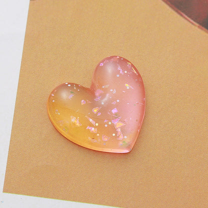 Love DIY jewelry resin peach heart headgear earrings pendant accessories mobile phone case patch slippers decoration