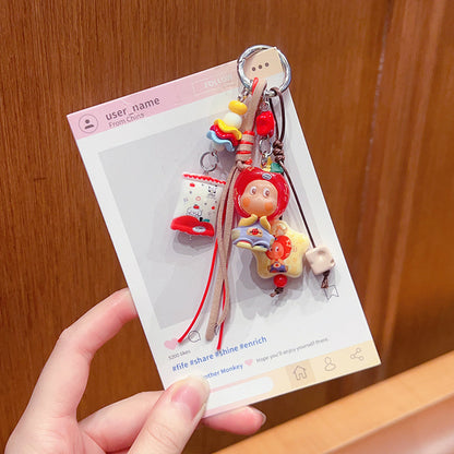 DIY Little Nose Ka Star Man Beaded Mobile Phone Chain Keychain Pendant Female Little Drip Bag Doll Doll Pendant