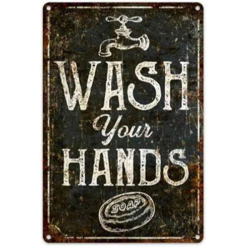 Bathroom Sign Decorative Painting, Home Poster Retro American Tin Painting Washing Room Decorative Painting