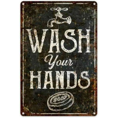 Bathroom Sign Decorative Painting, Home Poster Retro American Tin Painting Washing Room Decorative Painting