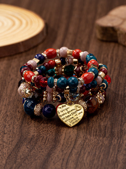 Bohemian Multi-layer Wood Bead Beaded Bracelet Ladies Elastic Rope Bracelet