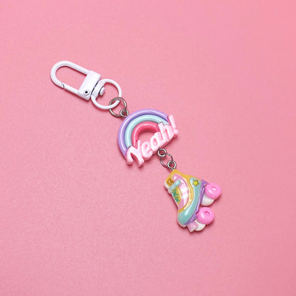 Color glossy resin cartoon keychain creative DIY cute ins style niche small pendant student backpack pendant