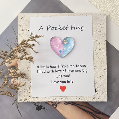 Cross-border new products gradually change pocket hug greeting card, resin love peach heart decorative gift, confession love symbol