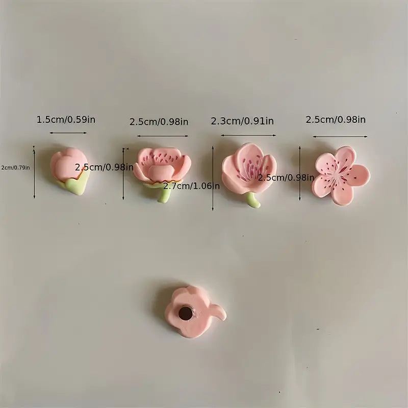 Small Fresh Resin Flower Refrigerator Sticker Peach Blossom Magnet Whiteboard Cartoon Magnetic Sticker Fixed Photo Message Board