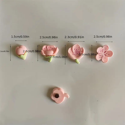 Small Fresh Resin Flower Refrigerator Sticker Peach Blossom Magnet Whiteboard Cartoon Magnetic Sticker Fixed Photo Message Board