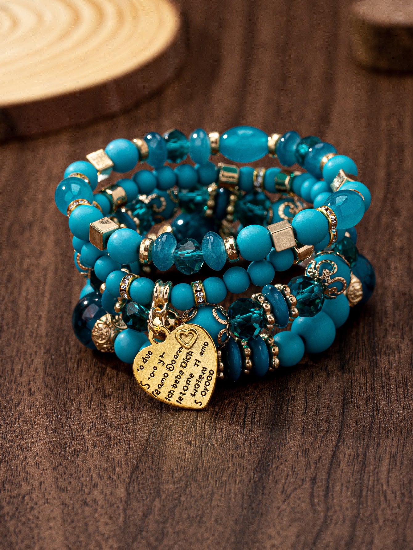 Bohemian Multi-layer Wood Bead Beaded Bracelet Ladies Elastic Rope Bracelet