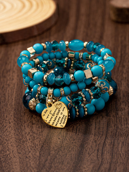 Bohemian Multi-layer Wood Bead Beaded Bracelet Ladies Elastic Rope Bracelet