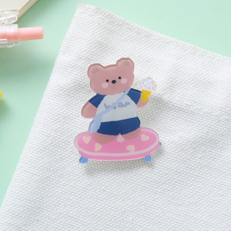 Student accessories acrylic brooch, creative cute cartoon brooch, personalized bag clothing accessories badge wholesale